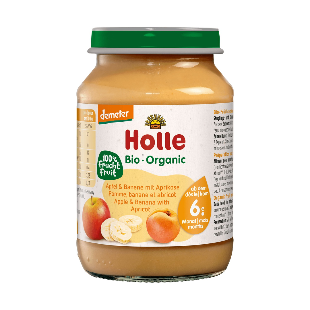Holle Organic Apple & Banana with Apricot baby food jar 190g