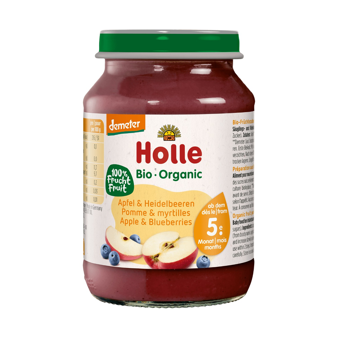 Holle Organic Apple & Bilberry baby food jar 190g