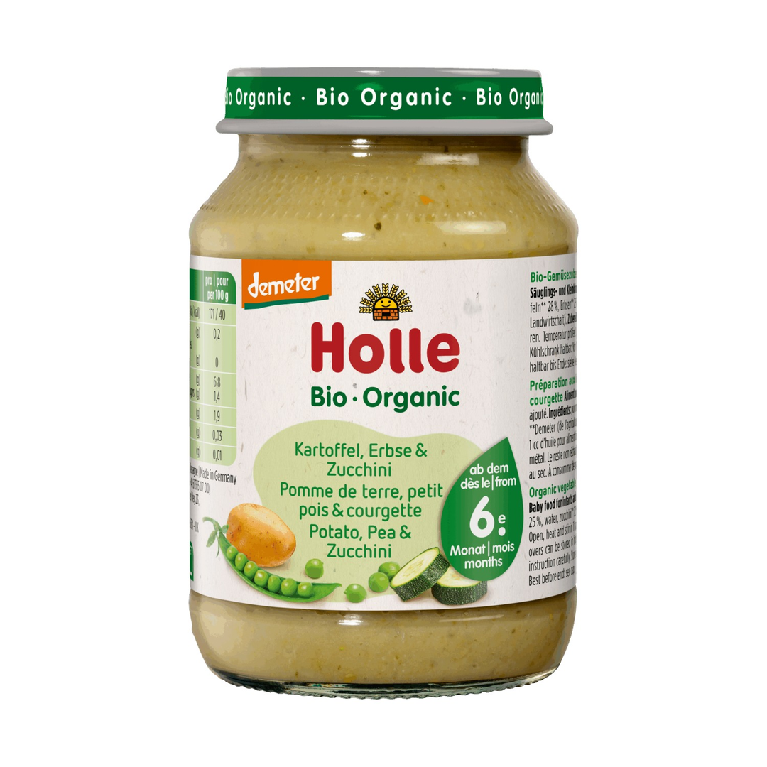 Holle Organic Potatoes, Peas & Zucchini baby food jar 190g