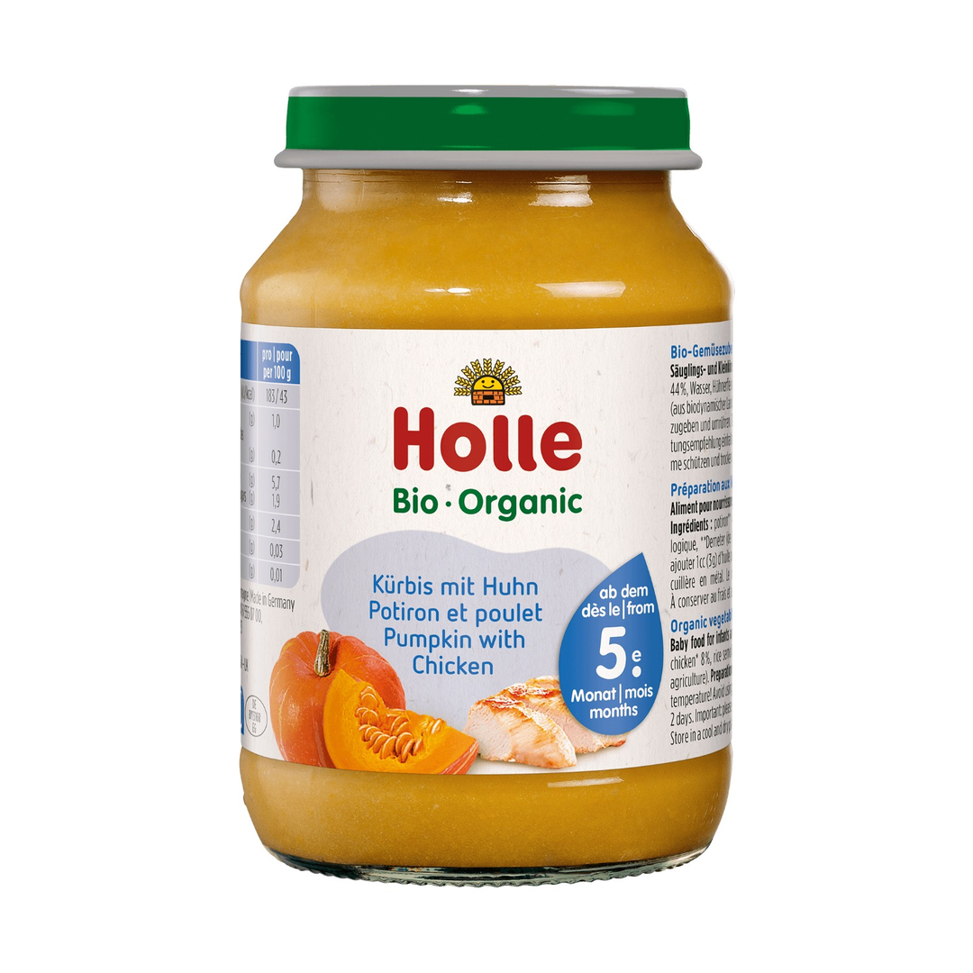Holle Organic Pumpkin with Chicken baby food jar 190g
