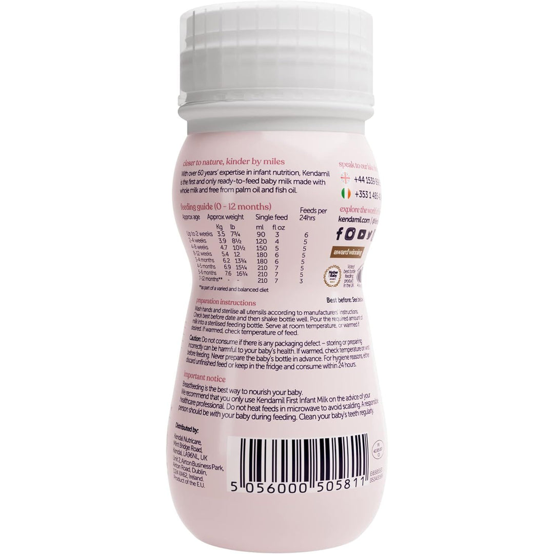 Back label of a baby bottle with text and nutritional information.