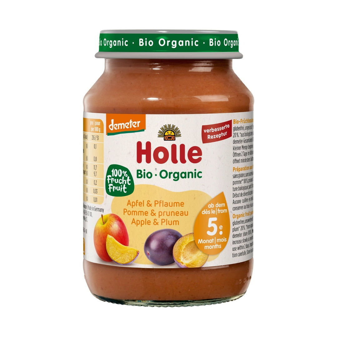 Holle Organic Apple & Plum baby food jar 190g