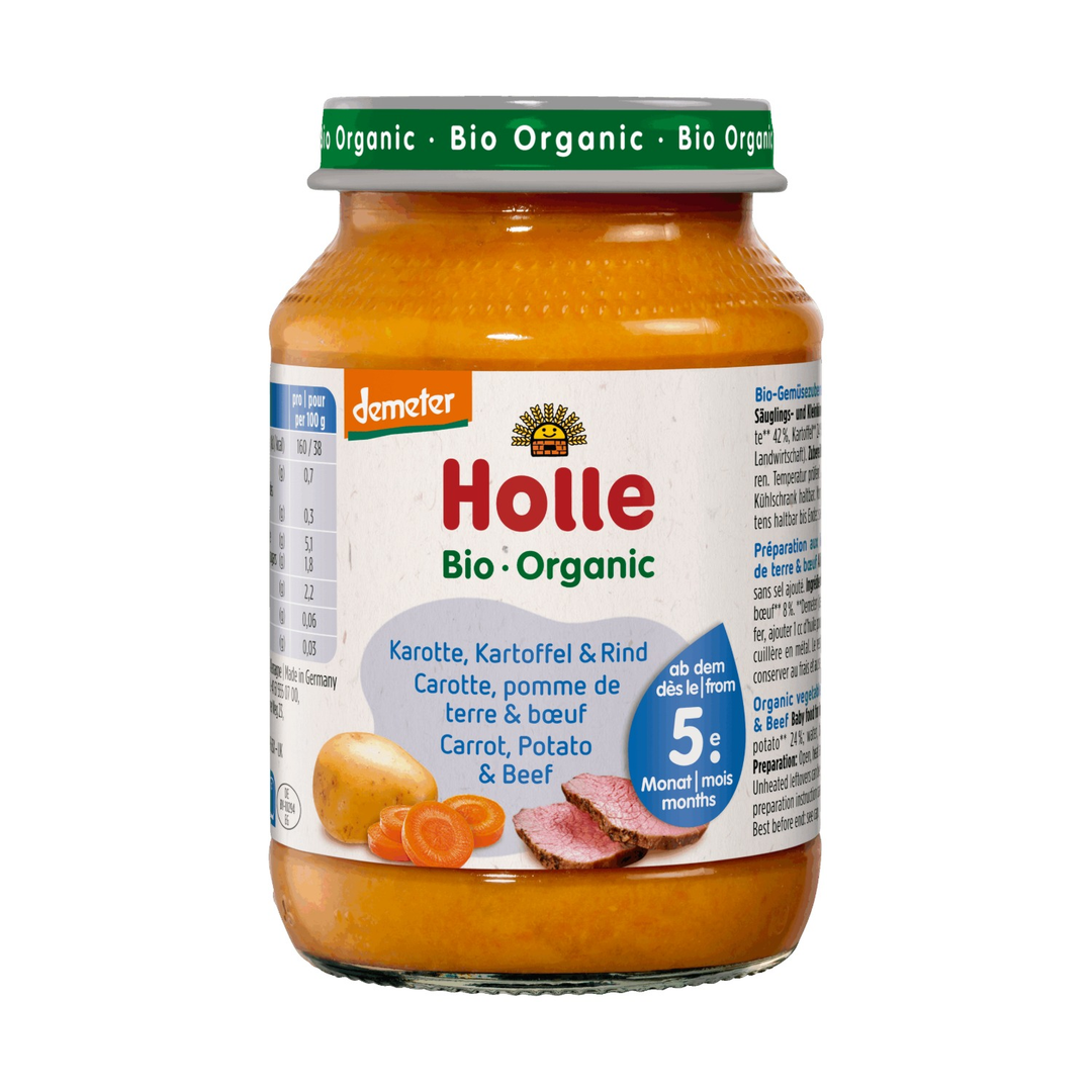 Holle Organic Carrots, Potatoes & Beef baby food jar 190g