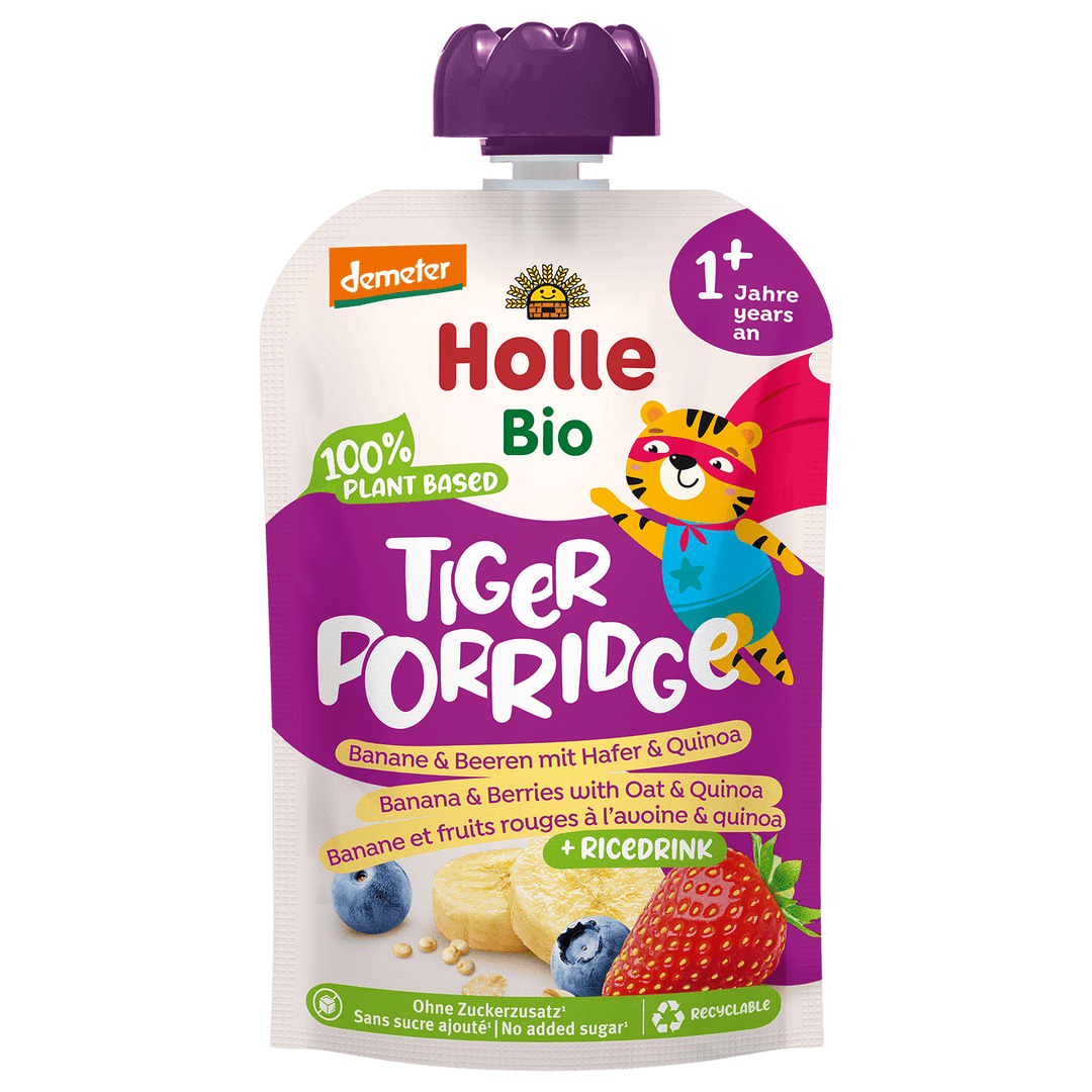 10x Holle Organic Tiger Porridge Banana & Berries Pouch